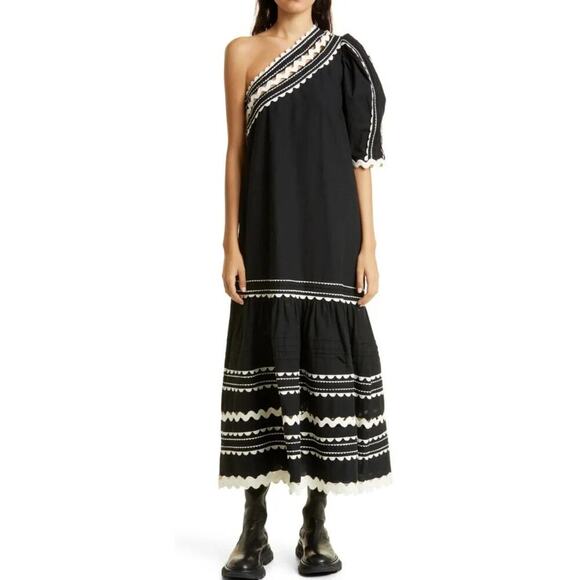 Sea New York Ryleigh Rickrack One-Shoulder Cotton Dress Size XXS - Picture 4 of 13